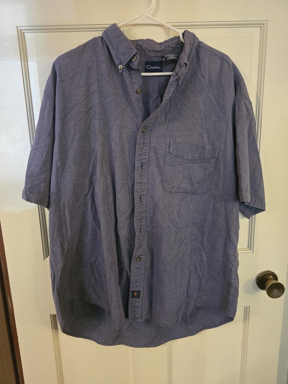 Catalina Men's Short Sleeve Button-Down Shirt in Indigo Blue #345
